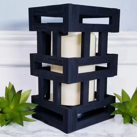 She So CraftDee on Instagram: “I love this DIY Modern style Lantern! I used @dollartree Tumbling Tower Blocks to create this, then added a large battery candle to…” Boot Decorations, Christmas Lanterns Diy, Jenga Crafts, Crafts Outdoor, Battery Candle, Dollar Store Inspired Decor, Jenga Blocks, Wood Block Crafts, Diy Blocks