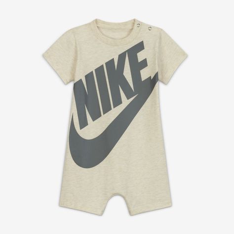 EASY COMFORT FOR THE TINIEST ATHLETES. The Nike Romper is your go-to 1-piece that's made with soft knit fabric and features easy snap closures on the shoulder and inseam. Product Details Standard fit for a relaxed, easy feel 100% cotton Machine Wash Imported Style: 66D369; Color: White; Size: 24M; Gender: Male; Age Group: Toddler | Nike Baby (12-24M) Romper in White, Size: 24M | 66D369-W67 Nike Baby Clothes, Baby Boy Nike, Baby Nike, Sports Baby, Nike Baby, Newborn Outfit, Sleeveless Bodysuit, Nike Outfits, Jersey Knit Fabric