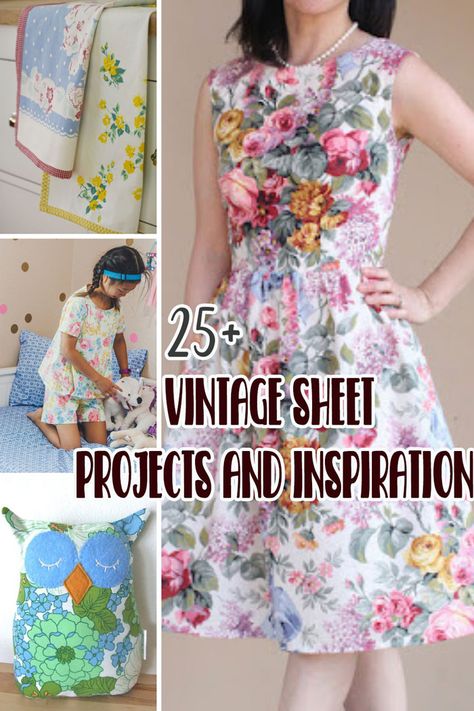 Sewing With Bed Sheets, Sewing With Sheets, Bed Sheet Sewing Projects, Clothes Made From Sheets, Old Sheets Repurpose, Clothes From Sheets, Vintage Sheets Repurposed, Vintage Sheet Dress, Upcycle Vintage Linens