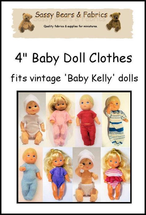 Baby Doll Clothes Pattern   Fits VINTAGE BABY KELLY Doll Clothes Sewing Patterns, Small Baby Dolls, Kelly Doll, Baby Doll Clothes Patterns, Baby Barbie, Doll Clothes Pattern, Doll Clothes Patterns Free, Baby Doll Pattern, American Girl Doll Clothes Patterns