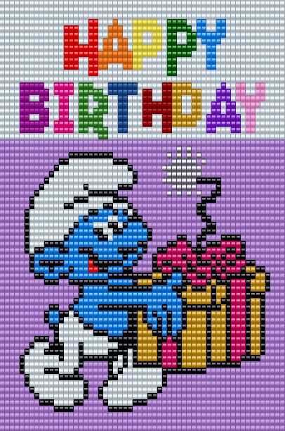 Birthday Perler Beads, Pixel Art Birthday, Birthday Pixel Art, Happy Birthday Pixel Art, Smiling Friends Pixel Art, Smurf Cross Stitch Pattern, The Simpsons Cross Stitch, Blues Clues Cross Stitch, Character Blankets