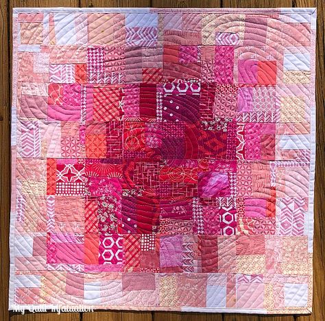 Reply Pink And Green Quilts, Pink Quilts Ideas, Color Wheel Project, Improve Quilts, Color Wheel Projects, Abstract Quilts, Quilt Scraps, Improv Quilts, Orange Quilt