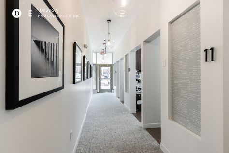 dental office hallway design Clinic Hallway Design, Dental Office Hallway, Office Hallway Design, Neutral Hallway, Dental Studio, Pool Resort, Office Paint Colors, Dental Offices, Dental Office Design Interiors