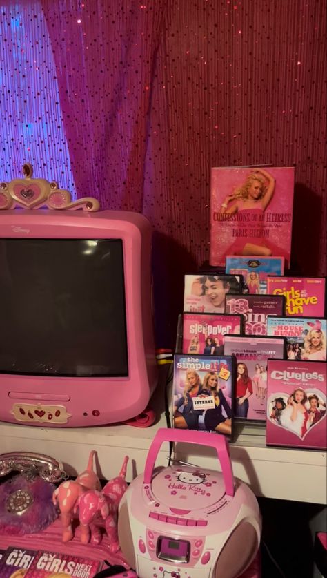 2000s, y2k, mcbling, mean girls, Paris Hilton, hello kitty Bratz Inspired Room, Y2k 2000s Room, Early 2000s Room Decor, Trashy Y2k Room, Y2k Rooms, Early 2000s Bedroom, 2000s Room Aesthetic, 2000s Bedroom Aesthetic, Early 2000s Room