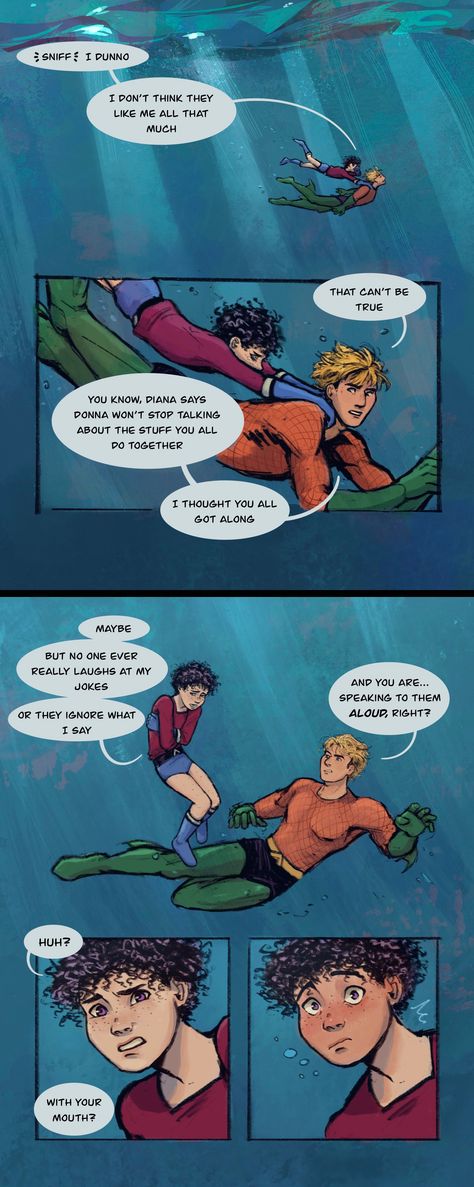 Aquaman X Batman, Aqualad Fanart, Dc Comics Facts, Dc Comics Funny, Batfamily Funny, Arte Dc Comics, Batman Comic Art, Comics Story, Dc Comics Artwork