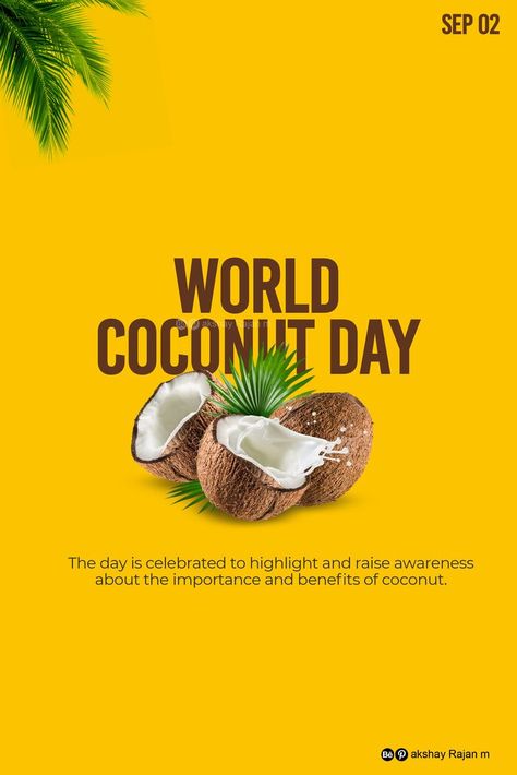 The day is celebrated to highlight and raise awareness about the importance and benefits of coconut. World Coconut Day, Green Energy Logo, Benefits Of Coconut, Coconut Benefits, Energy Logo, Graphic Design Architecture, Creative Posters, Insta Posts, Design Architecture