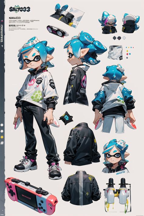 Inkling Poses, Splatoon Inkling Anatomy, Inkling Body Reference, Splatoon Character Base, Splatoon Inkling Hairstyles, How To Draw Splatoon Characters, Splatoon Hair Ideas, Inkling Anatomy, Splatoon Oc Character Design References