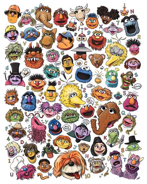 Muppets Illustration, Muppet Art, Movie Illustration, Cartoon Film, Sesame Street Muppets, Nostalgic Art, The Muppets, Arte Cyberpunk, Sticker Collection