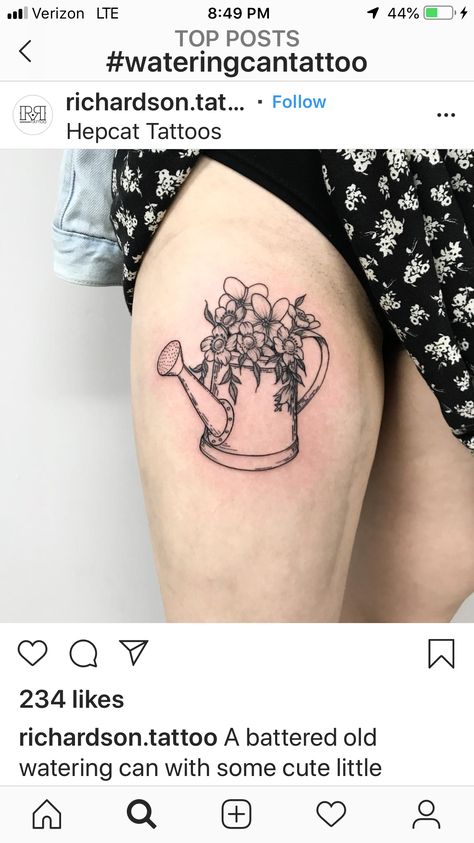 Things To Get Tattooed, Watering Can Tattoo, American Traditional Tattoos Flower, Tattoos For Scars, Traditional Tattoos Flower, September Tattoo, Tattoos Memorial, Tattoos American Traditional, Tattoos Painting