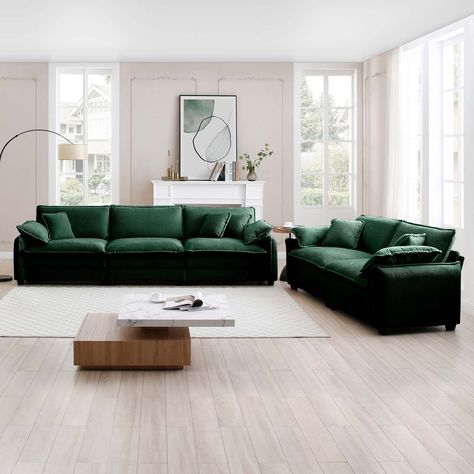 Description Elevate your home decor with this stylish retro-inspired sofa set, featuring a 2-seater and a 3-seater sofa. Oversized Sectional Sofa, Family Sofa, Single Seat Sofa, Modern Sofa Living Room, Green Couch, Modern Elements, Upholstered Sectional, Corduroy Fabric, Living Room Furniture Sofas