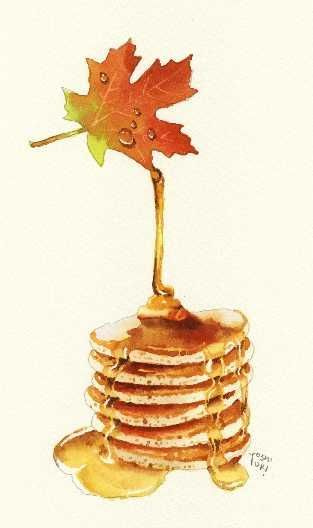 Maple Syrup Drawing, Syrup Drawing, Pinterest Food, Pancake House, Dessert Illustration, Watercolor Food, People Food, Food Painting, Illustration Food