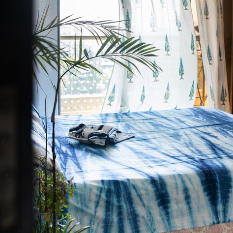 Indigo Shibori, Double Beds, Shibori, Bed Sheets, Bed