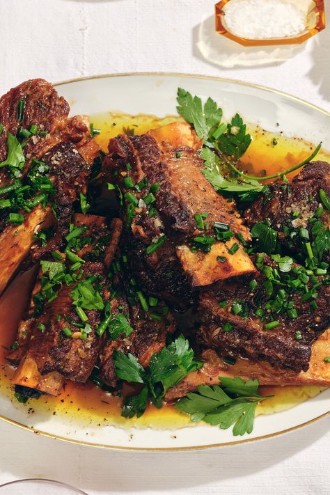 Tangy Braised Short Ribs Recipe - NYT Cooking Braised Short Ribs Recipe, Apple Cider Vinegar Chicken, Alison Roman, Pan Cooking, Baked Custard, Short Ribs Recipe, Ribs Recipe, Braised Short Ribs, Flaky Salt