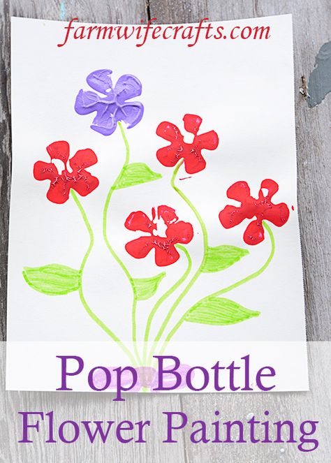 Pop Bottle Flower Painting - The Farmwife Crafts Soda Bottle Flowers Painting, V Is For Vegetable, Flower Crafts Preschool, Toddler Craft Ideas, Spring Flowering Trees, Painting With Kids, Spring Crafts Preschool, Spring Activities For Kids, Quarantine Activities