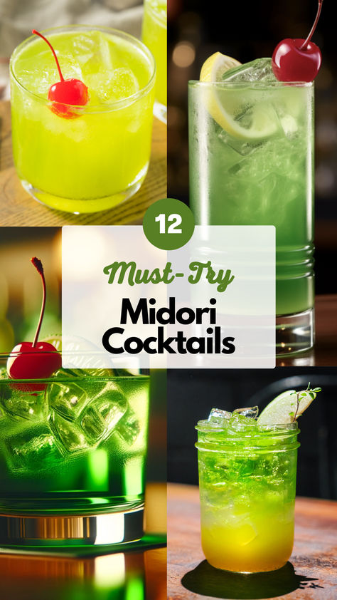 Midori Cocktails Midori Sour Cocktails, Green Goddess Cocktail, Liquer 43 Cocktails, Cocktails With Midori, Midori Margarita Recipe, Rumple Minze Drinks Recipe, Midori Cocktails Recipes, Midori Recipes, Drinks With Midori