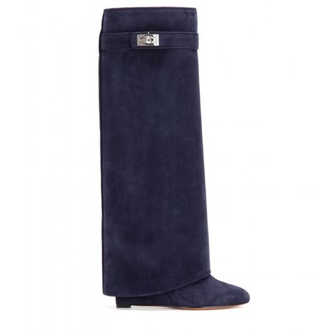 Givenchy Pant Suede Wedge Boots ($2,155) ❤ liked on Polyvore featuring shoes, boots, navy suede boots, givenchy shoes, suede shoes, wedges shoes and navy blue boots Shark Boots, Navy Blue Boots, Givenchy Boots, Blue Suede Boots, Navy Wedges, Navy Boots, Navy Blue Shoes, Givenchy Shoes, Wedge Heel Boots