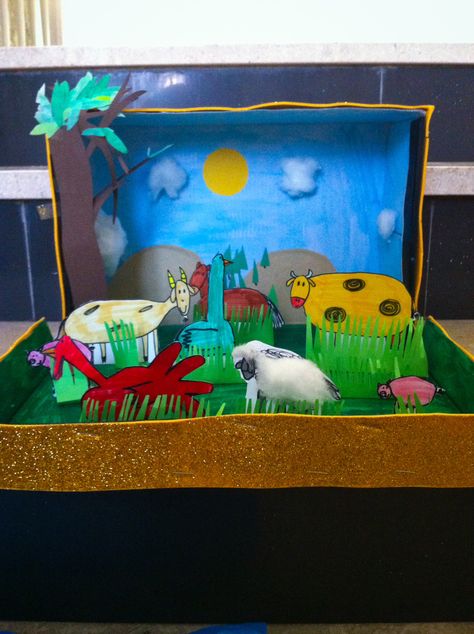 Farm Diorama (Image Only) Dinosaur Diorama, Farm Diorama, Ocean Diorama, Triassic Period, Diorama Kids, Diarama Ideas, Art Ideas For Teens, Farm Craft, Turtle Crafts