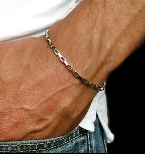 Rectangular chain mens bracelet. Men's Chain Bracelet Men's Silver Bracelets, Boyfriend Gift 2mm Curb Chain Bracelet Mens Minimalist Bracelet Silver Bracelet Chains for Man This stylish cable chain bracelet is the perfect accessory for any mens outfit. Its sleek design features a durable and strong stainless steel cable chain with a strong closure. Also the ring closure ensures a secure fit, so you can wear this bracelet with confidence.  Whether you're going for a classic or modern look, this bracelet is sure to impress. This bracelet is the perfect blend of strength and beauty. The bracelet is 3 mm wide and comes in the standard men's bracelet size - 8.5 inch (21 cm). Details: Length - 8.5'' (23 cm) Metal - Stainless Steel  Wide - 3mm My store NadinGlassico https://www.etsy.com/shop/Nadi Link Bracelets Men, Sleek Bracelet Men, Minimalist Jewelry For Men, Men’s Metal Bracelets, Bracelet Design For Men In Silver, Best Bracelets For Men, Men Minimalist Jewelry, Mens Bracelet Silver Chains, Mens Metal Bracelet