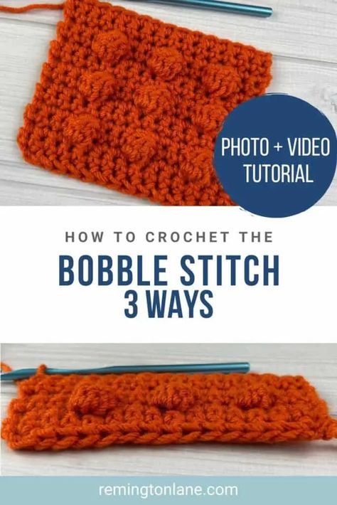 Learn how to crochet bobble stitches three different ways with this step-by-step photo and video tutorial for right-handed crocheters. Learn how you can use bobble stitches to add texture to your crochet projects with this advanced beginner stitch. How To Bobble Stitch Crochet, Cotton Yarn Projects, Crochet Bobble Stitch, Bobble Stitch Crochet, Crochet Cal, Bobble Crochet, Crochet Bobble, Craft Crochet, Amazing Crochet