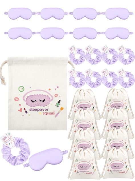 PRICES MAY VARY. Abundance in Supplies: the girls spa set includes an ample quantity of 8 purple satin eye masks, 8 purple satin hair scrunchies with cards, and 8 bags with adorable prints to cater to your party needs; This affirms an unforgettable, well attended sleepover party without compromising on individual supplies Optimized Size for Comfort: designed with meticulous attention to size, the spa birthday party supplies are optimally crafted to fit most; With a bag size of 8 x 10 inches, ela Girls Sleepover Birthday Party, Sleep Under Party Ideas, Sleepover Birthday Party Ideas, Spa Day For Kids, Sleepover Party Favors, Girls Sleepover Party, Satin Eye Mask, Slumber Party Birthday, Birthday 11