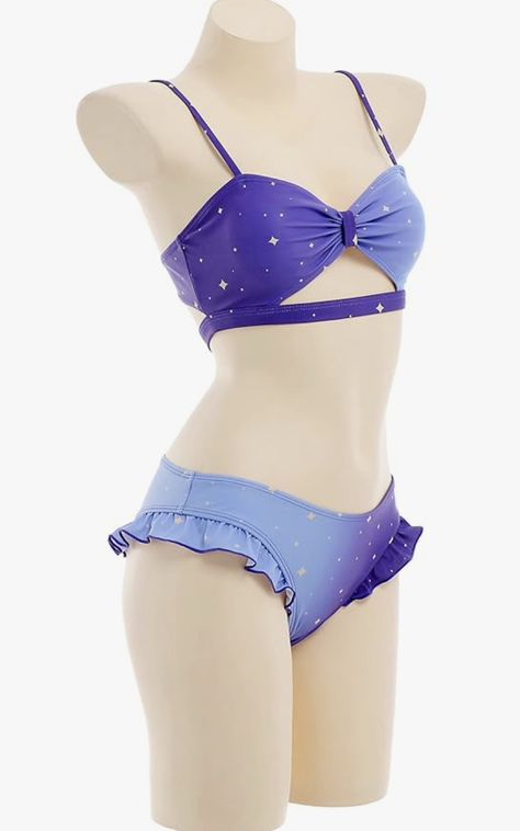 Purple and Blue Sparkle Star Print Bikini Kawaii Swimsuit Star Swimsuit Bikinis, Kawaii Swimsuit Bikinis, Kawaii Bathing Suit, Star Swimsuit, Kawaii Swimsuit, Purple Clothing, Star Purple, Purple Swimsuit, Bunny Pattern