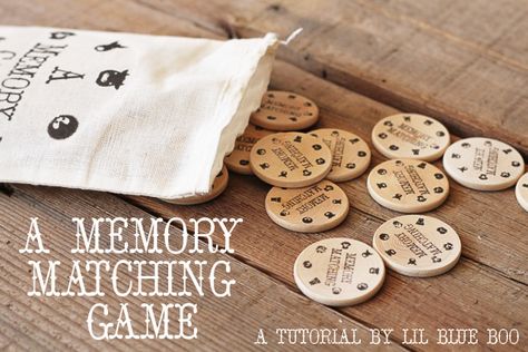 Start making your handmade gifts now! A handmade matching game....perfect for all ages. Game Diy, Samaritan's Purse, Memory Match Game, Match Game, Christmas Idea, Tree Slices, Operation Christmas Child, Diy Kids Toys, Memory Game