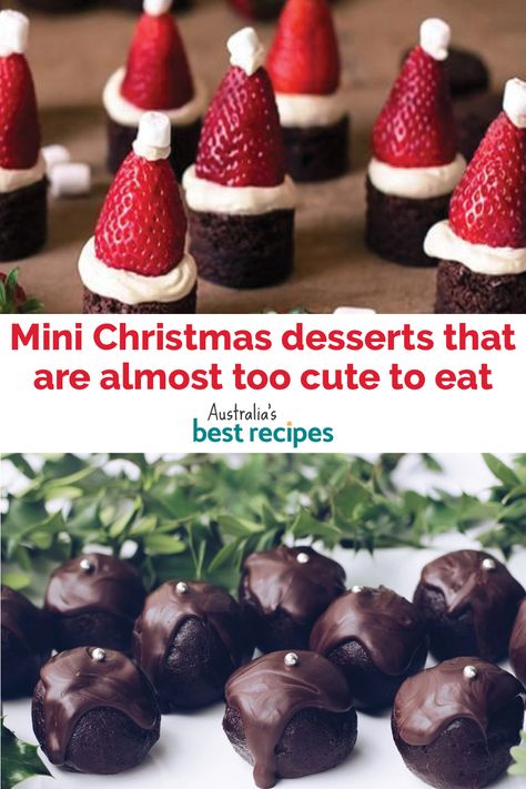 Christmas Cocktail Party Desserts, Mini Christmas Deserts, Mini Brownie Bites Christmas, Christmas Petite Fours, Christmas Buffet Dessert Ideas, Mini Dessert Board, Simple Christmas Deserts, Mini Desserts For Christmas Parties, Christmas Dessert Bites