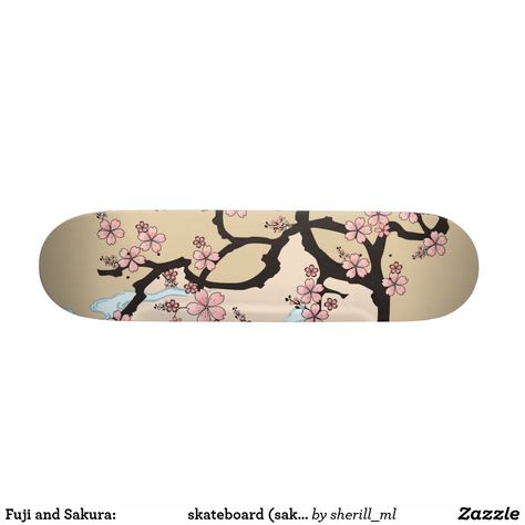 Fuji and Sakura: skateboard (sakura version) Skateboard Deck Skateboard Deck Design Ideas, Skate Deck Design, Pink Skateboard, Skateboard Ideas, Snowboard Design, Deck Art, Deck Designs, Cool Skateboards, Skate Art