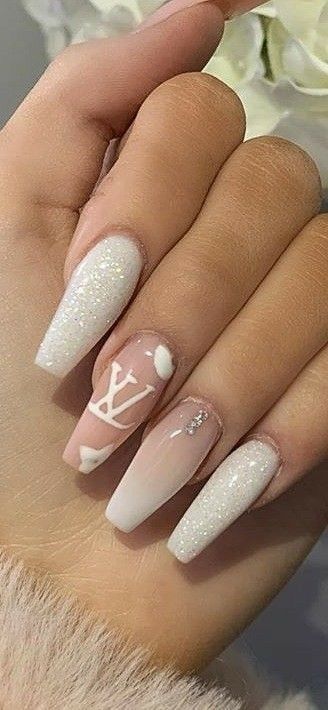 Chanel Nails Design, Monogram Nails, Louis Vuitton Nails, Chanel Nails, Edgy Nails, Matte Nails Design, Cute Acrylic Nail Designs, Glow Nails, Fall Acrylic Nails