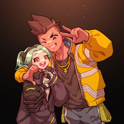 Rebecca And David, David Martinez Cyberpunk, David Martinez, Cyberpunk Anime, Cute Couple Cartoon, Cyberpunk Art, Couple Cartoon, Cyberpunk 2077, Star Art