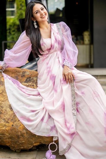 Saree – Page 4 – Swish By Dolcy & Simran Lengha Designs, Farewell Ideas, Full Sleeves Blouse Designs, Farewell Sarees, Stylish Pants Women, Saree Styling, Desi Vibes, Long Blouse Designs, Mirror Border