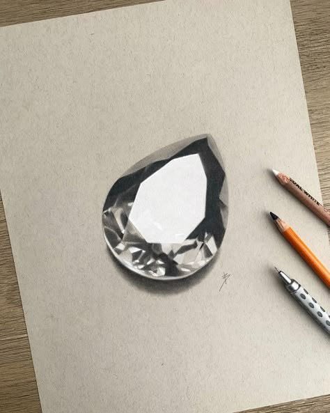 Random Objects To Draw Realistic, Realistic Drawings Of Objects, Realism Drawing Reference Objects, Pencil Drawing Realistic Objects, Hyper Realistic Drawings Objects, Pencil Rendering Objects, Neck Sketch, Gemstone Drawing, Hyperrealistic Drawing