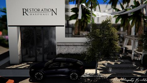 Rh Restaurant, Sims 4 Restaurant, Lotes The Sims 4, Ralph Lauren Store, Los Angeles Restaurants, Tumblr Sims 4, Rh Modern, Sims Hair, Sims 4 Build