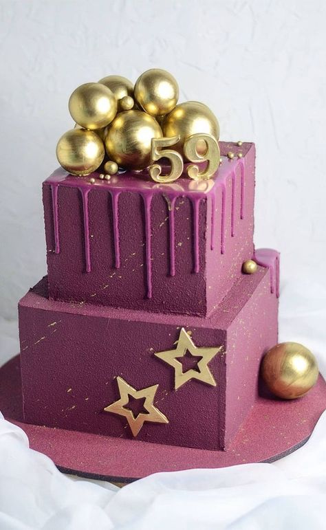 7. Magenta and Gold 59th birthday cake Celebrate 59th birthday in style with this pretty and sophisticated birthday cake. This birthday cake is sure... 68th Birthday Cake, 59th Birthday Ideas Decoration, Sophisticated Birthday Cake, Magenta Birthday Cake, 59th Birthday Cake, Latest Cake Design, Queens Birthday Cake, 68 Birthday, 59 Birthday