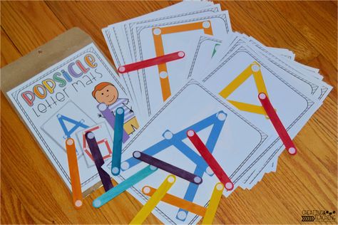 Preschool Pattern Activities, Stick Letters, Preschool Patterns, Preschool Stem, Kindergarten Letters, Tree Theme, Pattern Activities, Craft Sticks, Teacher Boards