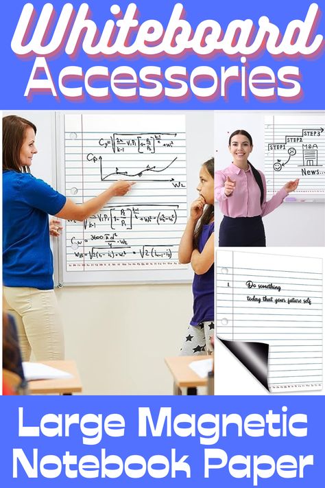 Use this giant magnetic paper to demonstrate note-taking, writing, or keeping your own demonstrations organized. Whiteboard Accessories | Teacher organization | Classroom Decor | Classroom Organization | Elementary | Middle School | Highschool Classroom Whiteboard Organization, Whiteboard Accessories, Objectives Display, Whiteboard Organization, Organization Classroom, Classroom Whiteboard, School Highschool, Classroom Organization Elementary, Classroom Makeover