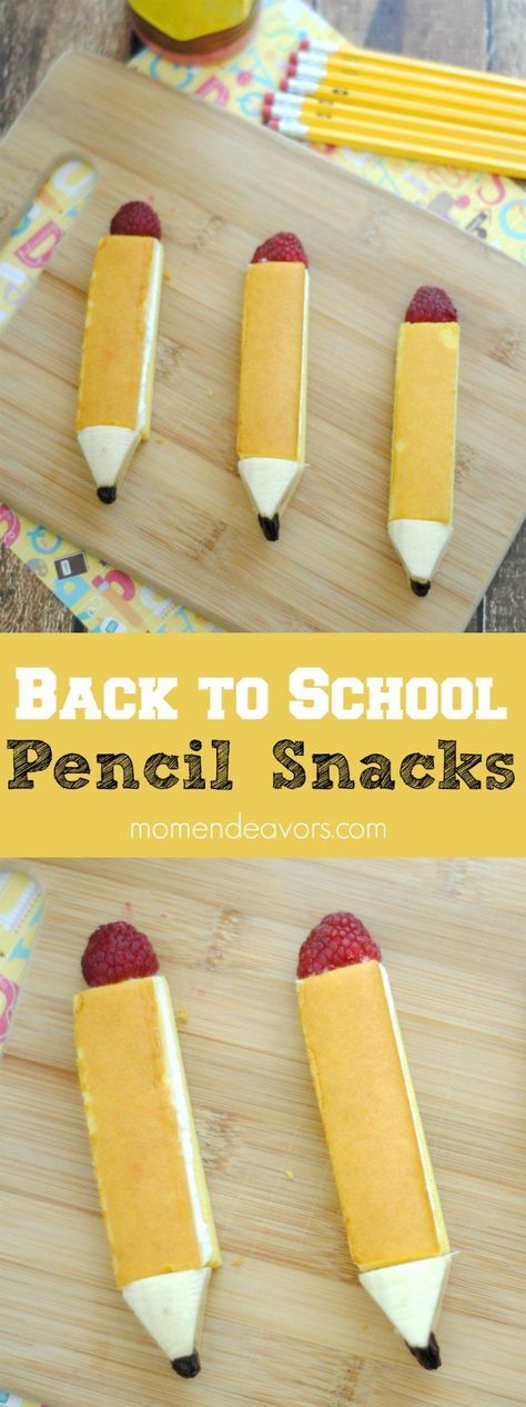 Back to School Edible Pencil Snacks - an adorable fun foods treat, perfect for a celebrating a new school year! Endeavors Mom, Pineapple Snack, Lemon Dip, Back To School Breakfast, Teacher Work, Lunch Party, Bbq Chicken Wings, School Breakfast, Edible Crafts