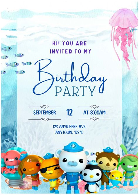 Download (Free Editable PDF) Bubbly Cute Octonauts Baby Shower Invitation Templates Octonauts Birthday Invitations, Octonauts Birthday Party Invitations, Octonauts Invitation, Birthday Invitation Sample, Minion Birthday Invitations, Octonauts Birthday Party, Octonauts Party, Mickey Mouse Birthday Invitations, Minnie Mouse Birthday Invitations