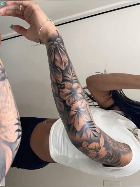 Full Arm Sleeve Tattoos For Women Unique, Girl Arm Sleeve Tattoo, Arm Tattoos Drawing, Arm Sleeve Tattoos For Women, Full Sleeves Design, Tattoo Shading, Girl Arm Tattoos, Full Arm Tattoos, Leg Sleeve Tattoo