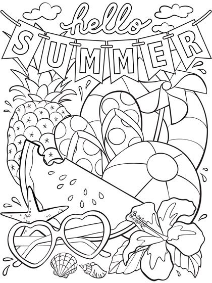 Summertime Coloring Pages, Free Summer Coloring Sheets, Hello Summer Coloring Pages, Summer Coloring Pages Free Printable Preschool, Summer Colouring Page, Beach Coloring Pages Free Printable, Summer Coloring Sheets Free Printable, Summer Colouring Sheets, Tropical Coloring Pages