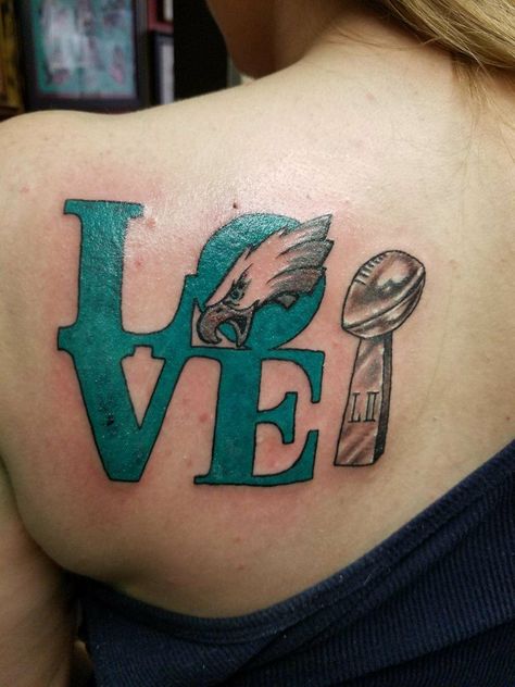 Eagles Superbowl tattoo Philadelphia Eagles Tattoo Ideas, Philadelphia Eagles Tattoo For Women, Bowl Tattoo, Eagles Superbowl, Eagles Tattoo, Tribute Tattoo, Philadelphia Eagles Logo, Tribute Tattoos, Philly Eagles