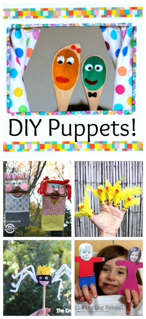 These awesome DIY puppets are perfect for kids to make and great for imaginative play! #DIYpuppets  #artforkids #kidsart #artsandcraftsforkids #preschoolartprojects  #preschoolcrafts #craftsforkids #craftsforkidstomake #toddlercrafts Hand Puppets Diy, Puppets To Make, Homemade Puppets, Diy Puppets, Diy Puppet, Drama For Kids, Puppet Ideas, Preschool Art Projects, Puppets For Kids