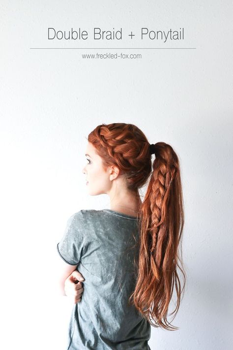 Hey guys! So I sat down yesterday and braided some hair back into a ponytail like I've been doing a lot lately, but this time I turned on my camera and filmed it for you guys!   This probably isn't a Freckled Fox, Gorgeous Braids, Braid Ponytail, High Ponytail Hairstyles, Ponytail Hairstyle, Double Braid, Braided Ponytail Hairstyles, A Ponytail, Cool Braid Hairstyles