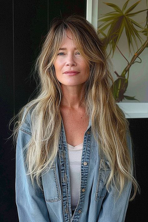 See Why Women Over 50 Are Getting "Curtain Bangs" in 2024 Bangs Over 50, Long Curtain Bangs Long Hair, Long Face Shapes, Fringe Bangs, Curtain Bangs, Long Faces, Long Hair With Bangs, Haircuts For Long Hair, Long Layered Hair