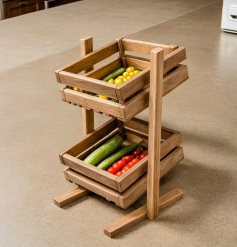 Countertop Pantry, Portable Shelves, Woodwork Plans, Shelf For Kitchen, Storage Crates, Fruit And Vegetable Storage, Vegetable Storage, Pantry Storage, Kitchen Countertop