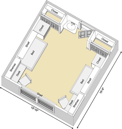 Stangel/Murdough Complex Floor Plan Dorm Room Pictures, Dorm Room Styles, Freshman Dorm, Dorm Style, Dormitory Room, Hall House, Dorm Gift, Student Housing, Residence Hall