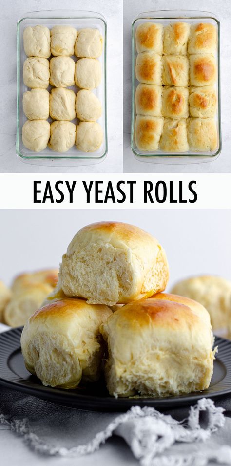 These easy yeast rolls are made with simple ingredients and are perfect for yeast bread beginners. This recipe results in soft, pillowy rolls that can be made ahead of time and allowed to rest overnight in the refrigerator or baked right away. via @frshaprilflours Yeast Rolls Recipe, Yeast Recipes, Cinnamon Honey Butter, Yeast Breads, Yeast Bread Recipes, Baked Rolls, Yeast Rolls, Easter Bread, Dinner Rolls Recipe