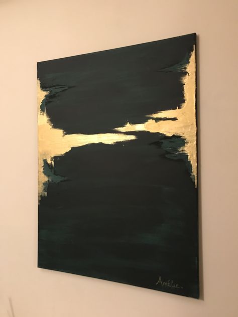 Stair Art, Rothko Art, Gold Art Painting, Original Canvas Painting, Black Painting, Diy Abstract Canvas Art, Painting Canvases, Green Paintings, Gold Leaf Art