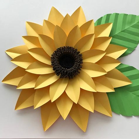 Sunflower Paper Flowers, Sunflower Template, Sunflower Paper, Flower Petal Template, Paper Sunflowers, Fleurs Diy, Summer Crafts For Kids, Paper Flower Template, Flowers Petals