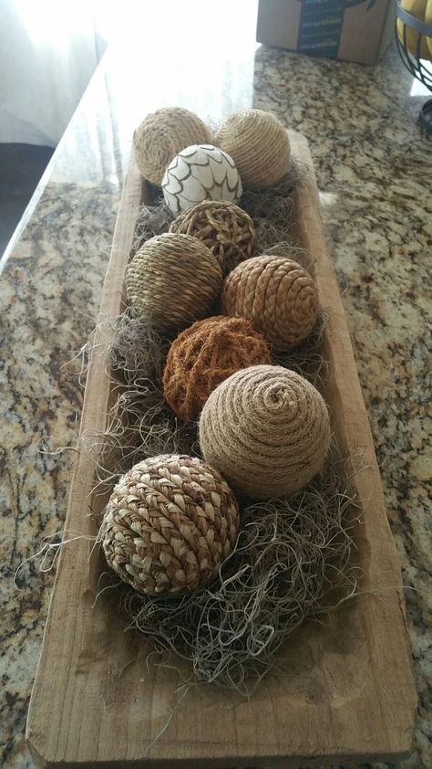 Decorative balls  Amazon Rattan Balls Decor Ideas, Decorative Spheres In Bowl, Wicker Balls Decor Ideas, Moss Bowls, Decor Balls, Dough Bowl Centerpiece, Fall Tray, Lavender Crafts, Decorative Balls